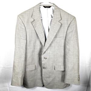 Jos A Bank 43R Beige Linen Wool Blazer Sport Coat Mens Two Button Made in Haiti